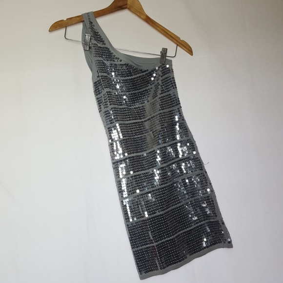 Wow Couture Silver Gray BodyCon Dress SZ S - Picture 1 of 4
